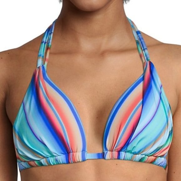 NWT La Blanca Sunset Striped Triangle Bikini Top - Picture 2 of 10